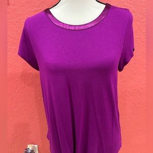 Alfani silk neck longer back Purple shirt. Size M